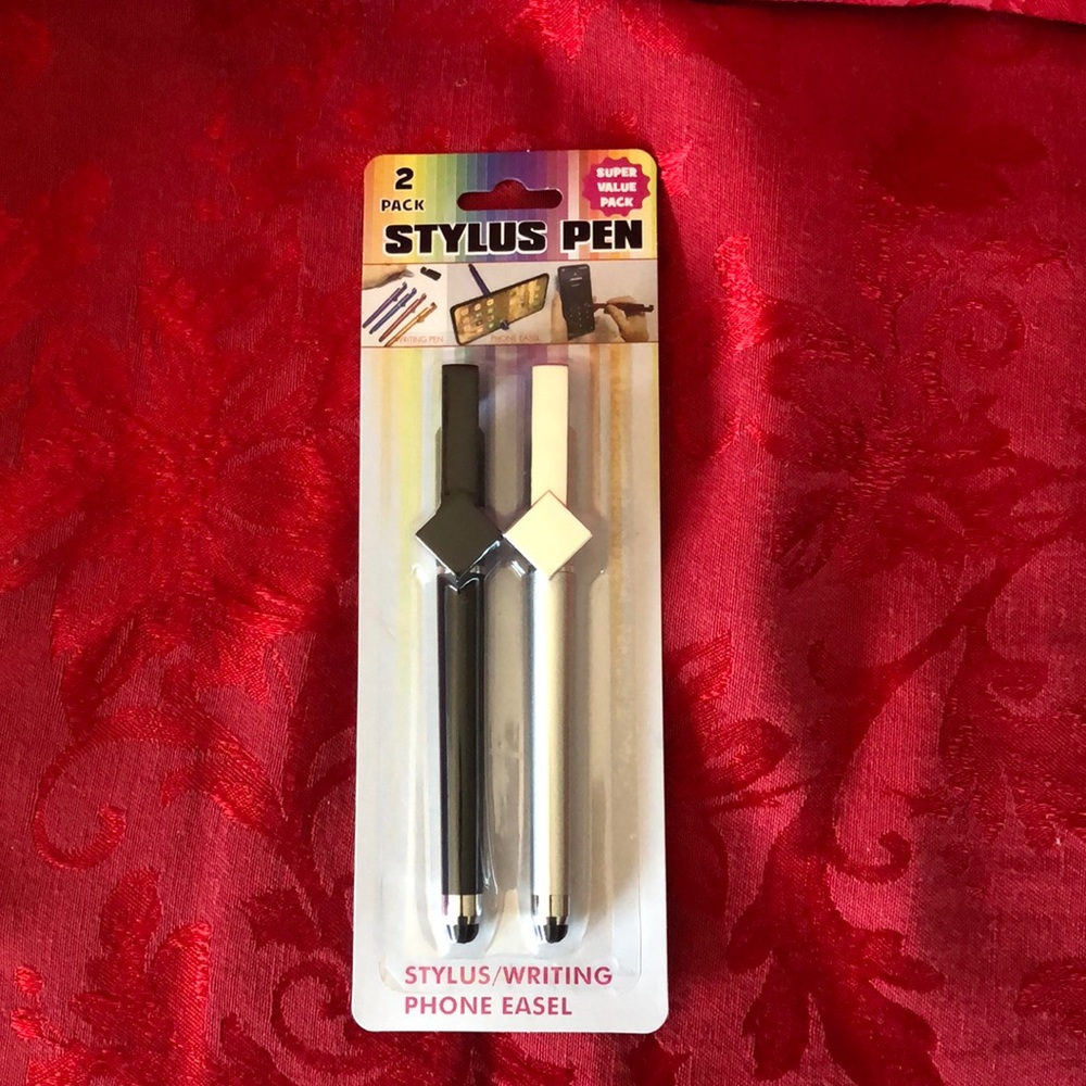 ☀️ 3/$10 - 2 pack black silver Stylus Pens and cell phone easel see description